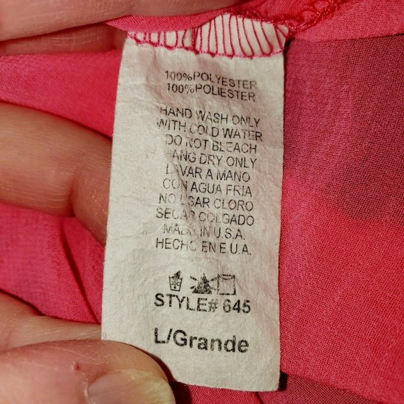 Point Womans Large Blouse Sheer Pink Vneck Button - Picture 8 of 8